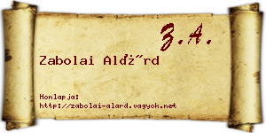 Zabolai Alárd névjegykártya